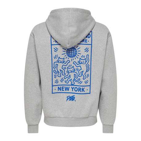 Sweat gris à imprimé avec une coupe droite et un col à capuche - Image 2