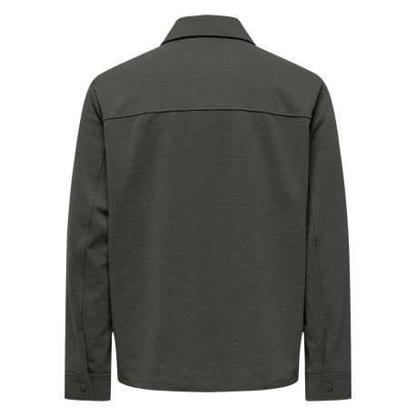 Chemise kaki unie avec une coupe droite et un col à revers - Image 2