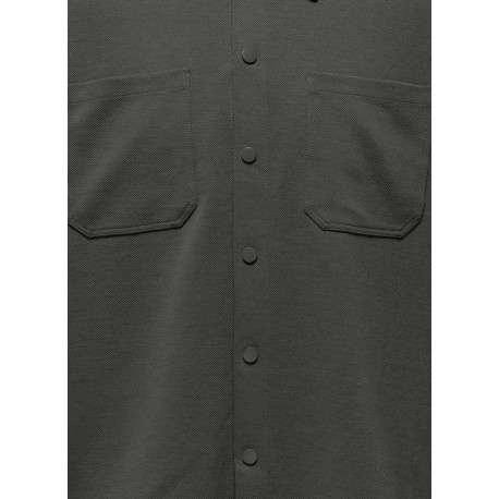 Chemise kaki unie avec une coupe droite et un col à revers - Image 3