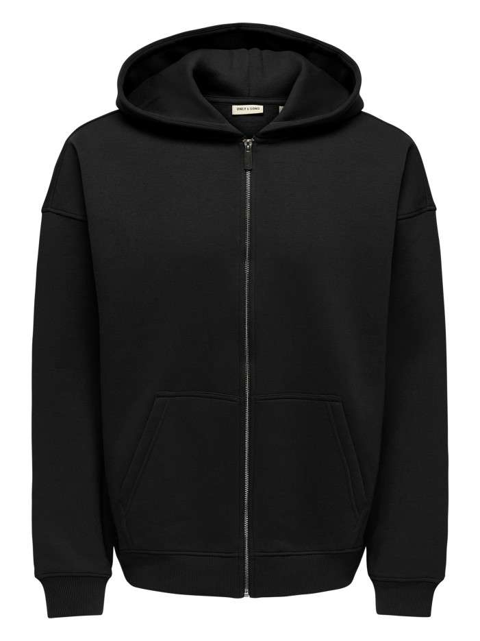 Sweat zippé noir uni avec...