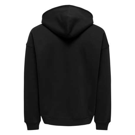 Sweat zippé noir uni avec une coupe droite et un col à capuche - Image 2