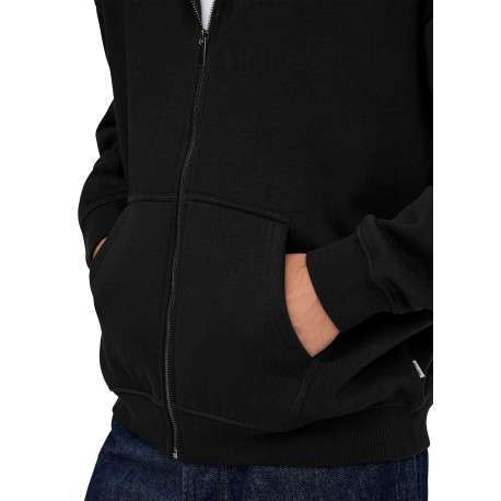 Sweat zippé noir uni avec une coupe droite et un col à capuche - Image 6