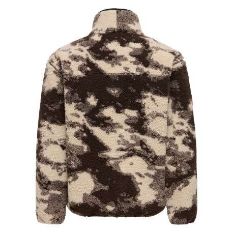 Manteau marron à motifs avec une coupe droite et un col montant - Image 2