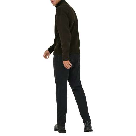Gilet en coton mélangé marron uni avec une coupe droite et un col montant - Image 4