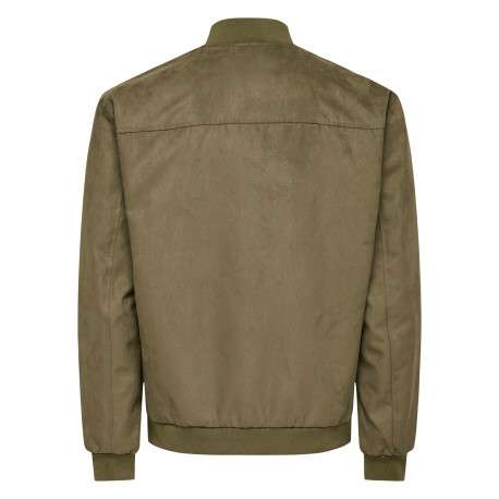Bomber kaki uni avec une coupe droite et un col montant muni d'un zip - Image 2