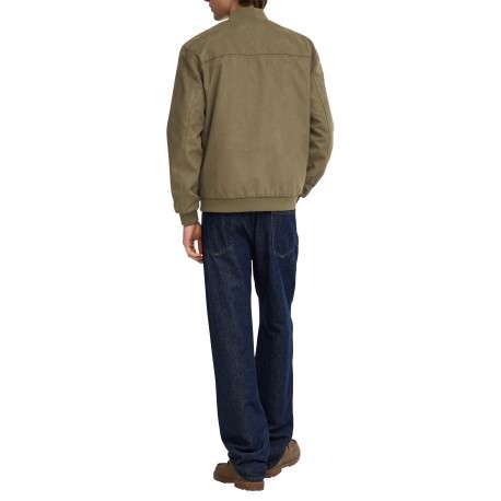 Bomber kaki uni avec une coupe droite et un col montant muni d'un zip - Image 4