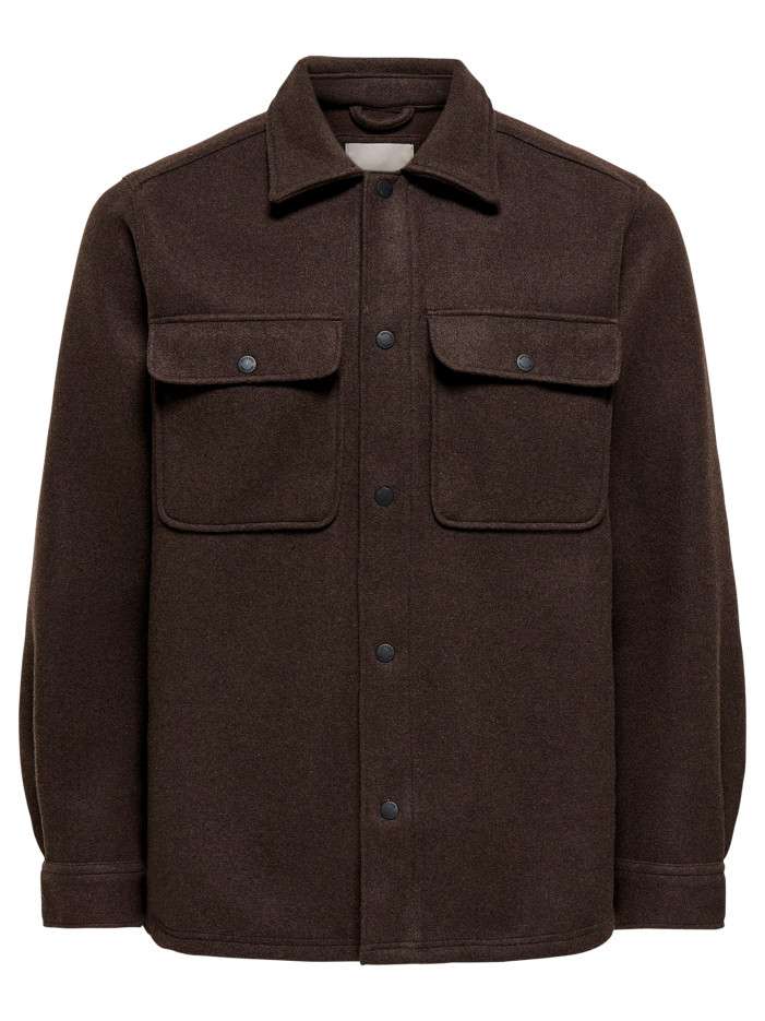 Chemise marron unie avec...
