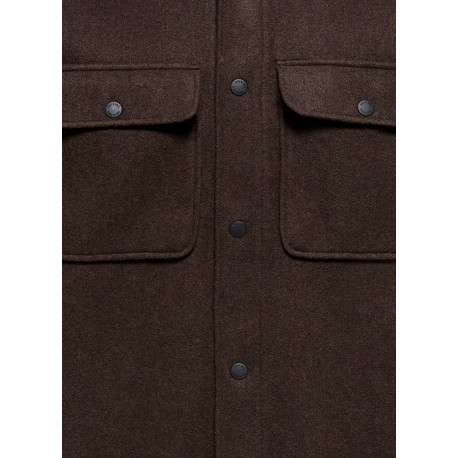 Chemise marron unie avec une coupe droite et un col à revers - Image 3