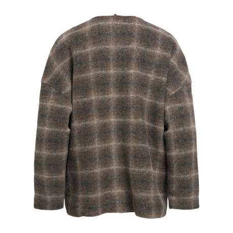 Manteau gris à carreaux pourvu d'une grande écharpe amovible - Image 2