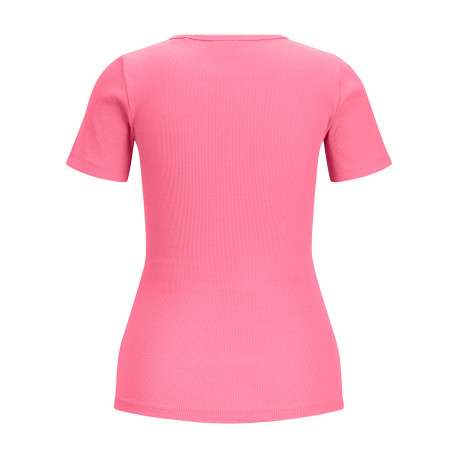 T-shirt en coton biologique rose à coupe droite pourvu d'un col rond - Image 2