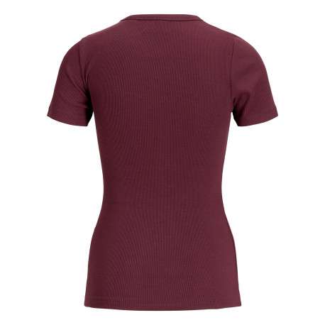 T-shirt en coton biologique bordeaux à coupe droite pourvu d'un col rond - Image 2