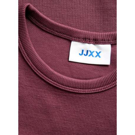 T-shirt en coton biologique bordeaux à coupe droite pourvu d'un col rond - Image 3
