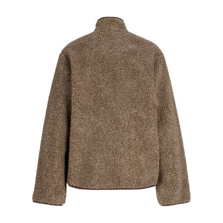 Blouson beige en maille sherpa à coupe droite pourvu d'un col montant - Image 2
