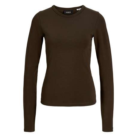 T-shirt en coton biologique marron uni à coupe droite pourvu d'un col rond
