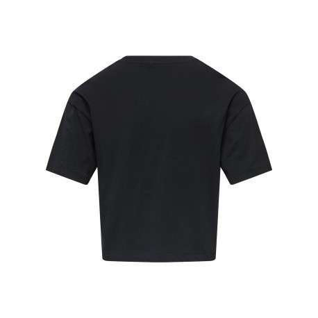 T-shirt en coton biologique noir imprimé avec une coupe droite - Image 2