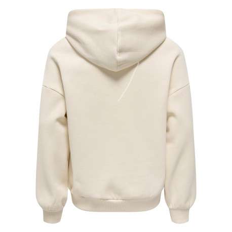 Sweat écru uni avec une coupe droite et un col à capuche - Image 2