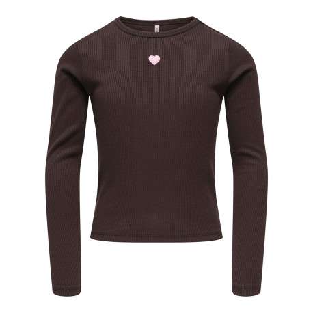 T-shirt marron uni avec une coupe ajustée et des manches longues