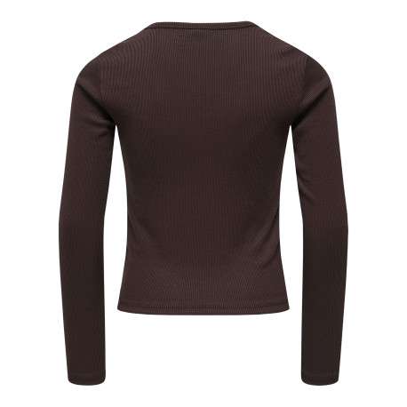 T-shirt marron uni avec une coupe ajustée et des manches longues - Image 2