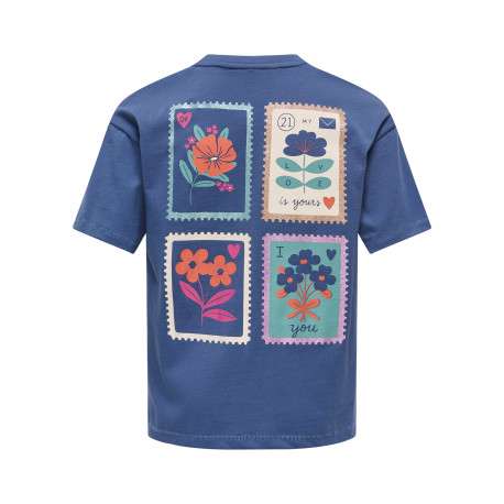 T-shirt en coton biologique indigo imprimé avec une coupe droite - Image 2