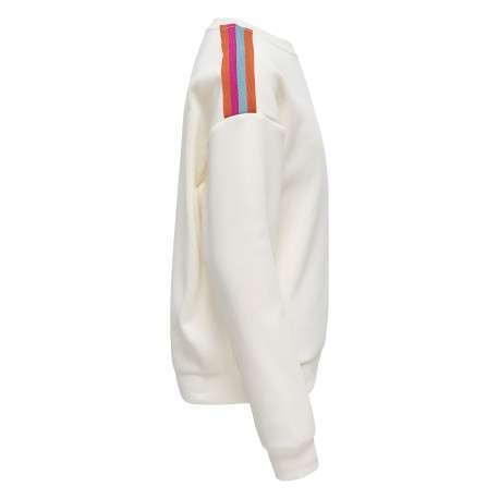 Sweat écru uni avec une coupe droite et des manches longues - Image 4
