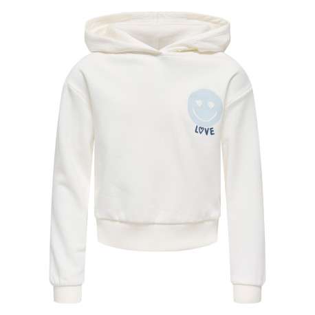Sweat écru imprimé avec une coupe droite et un col à capuche