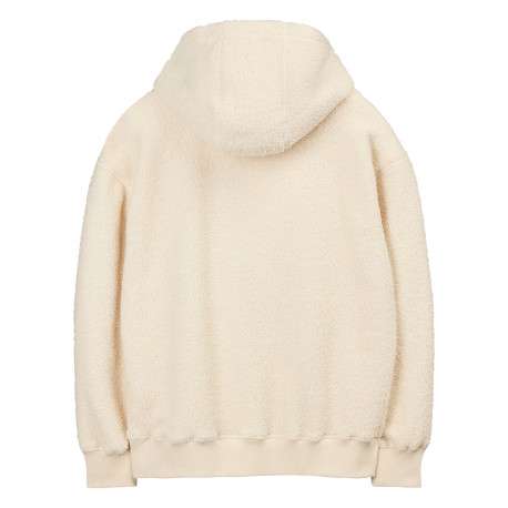 Sweat écru uni matière sherpa avec une coupe droite et un col à capuche - Image 2