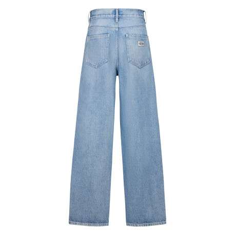 Jean bleu avec une coupe flare muni d'un zip et d'un bouton - Image 2