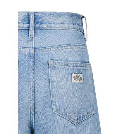 Jean bleu avec une coupe flare muni d'un zip et d'un bouton - Image 4