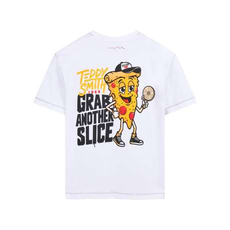 T-shirt blanc à imprimé avec une coupe droite et un col rond - Image 2