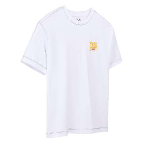 T-shirt blanc à imprimé avec une coupe droite et un col rond - Image 3