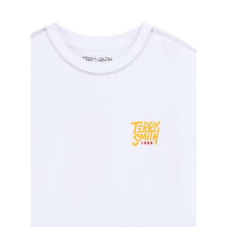 T-shirt blanc à imprimé avec une coupe droite et un col rond - Image 4
