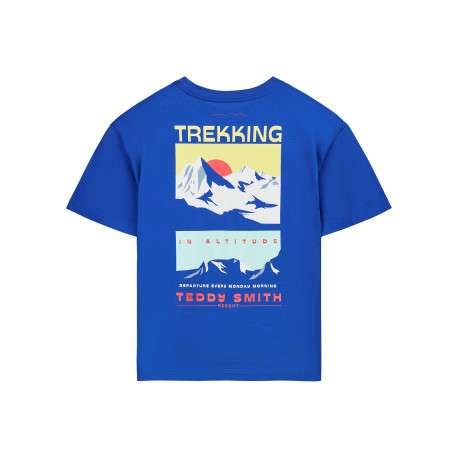 T-shirt bleu à imprimé avec une coupe droite et un col rond - Image 2