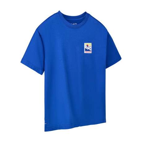 T-shirt bleu à imprimé avec une coupe droite et un col rond - Image 3