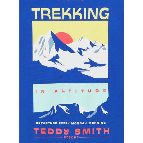 T-shirt bleu à imprimé avec une coupe droite et un col rond - Image 5