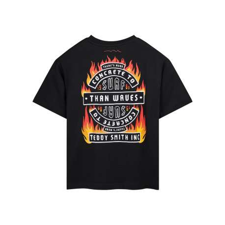 T-shirt noir à imprimé avec une coupe droite et un col rond - Image 2