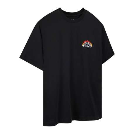 T-shirt noir à imprimé avec une coupe droite et un col rond - Image 3