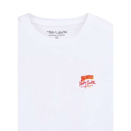 T-shirt blanc à imprimé avec une coupe droite et un col rond - Image 4