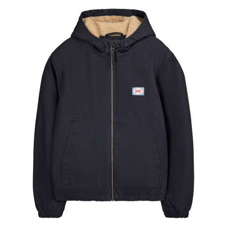 Blouson nuit uni à coupe droite muni d'un zip et d'une capuche