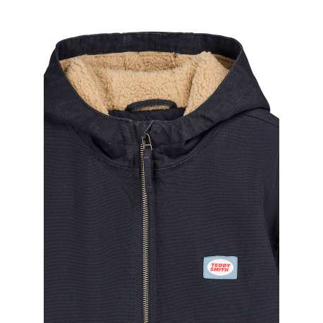 Blouson nuit uni à coupe droite muni d'un zip et d'une capuche - Image 4
