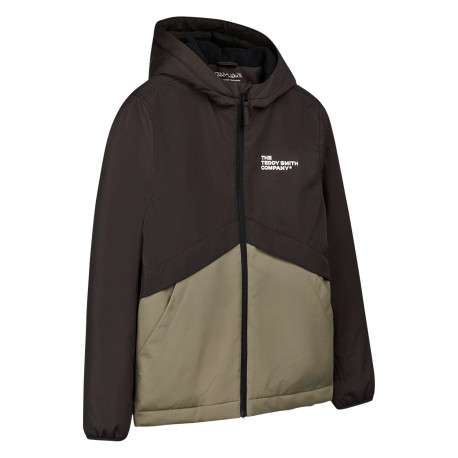 Blouson kaki uni avec une coupe droite et un col à capuche - Image 3