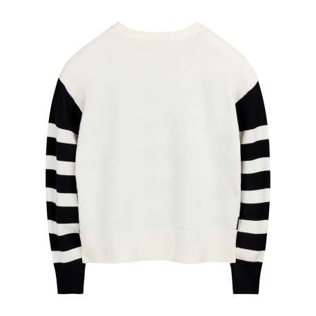 Pull écru à rayures avec une coupe droite et des manches longues - Image 2