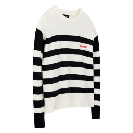 Pull écru à rayures avec une coupe droite et des manches longues - Image 3
