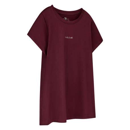 T-shirt bordeaux uni avec une coupe droite et des manches courtes - Image 3