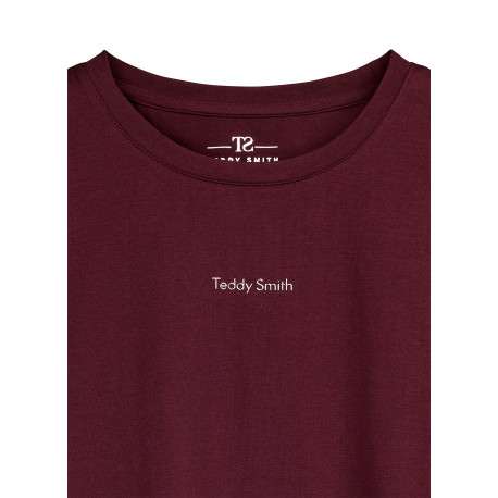T-shirt bordeaux uni avec une coupe droite et des manches courtes - Image 4