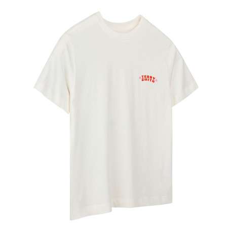 T-shirt écru à imprimé avec une coupe droite et un col rond - Image 3