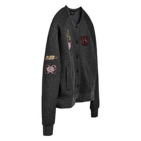Sweat zippé anthracite à motifs avec une coupe droite et un col rond - Image 3