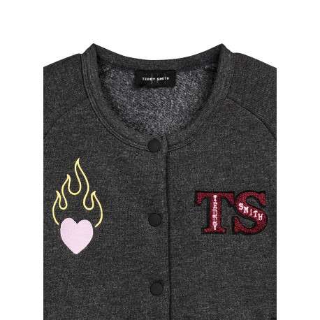 Sweat zippé anthracite à motifs avec une coupe droite et un col rond - Image 4