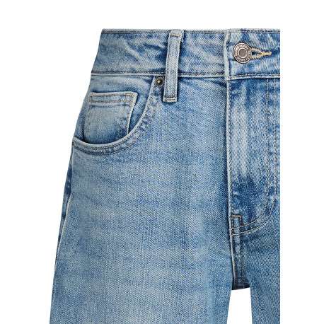 Jean bleu avec une coupe wide leg muni d'un zip et d'un bouton - Image 3