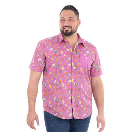 Chemise parme à motifs avec une coupe droite et un col à revers