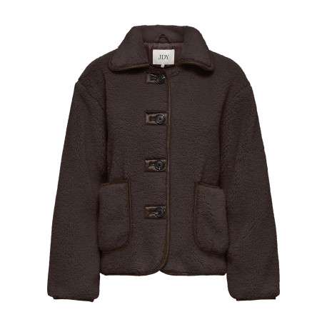 Blouson chocolat uni avec une coupe droite et un col à revers